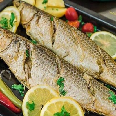 Grilled Grey Mullet Fish Meal With Seafood Soup