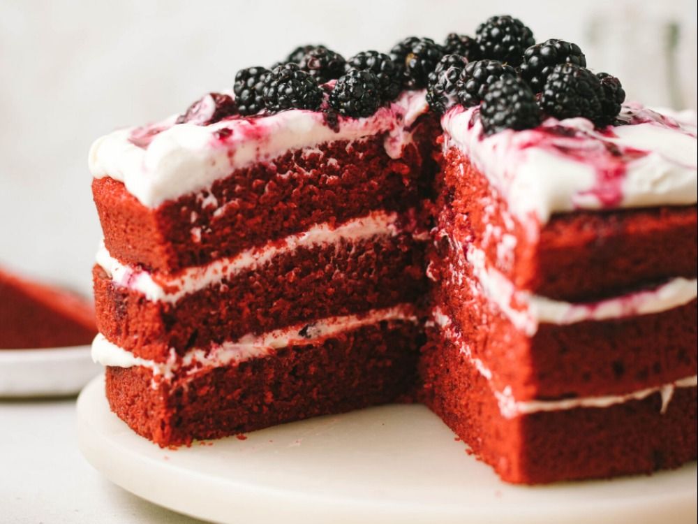 Red Velvet Cake With Blackberry