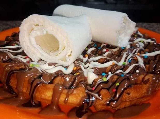 Nutella ice cream waffle