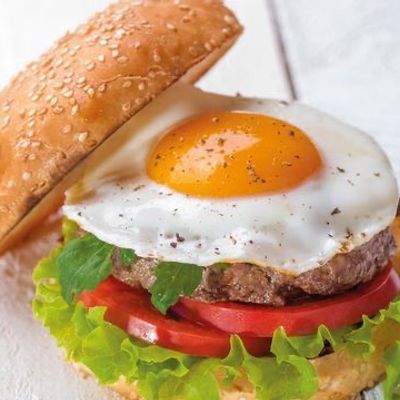 Beef Burger With Eggs Sandwich