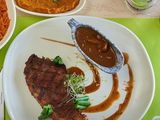 Rib eye steak dish