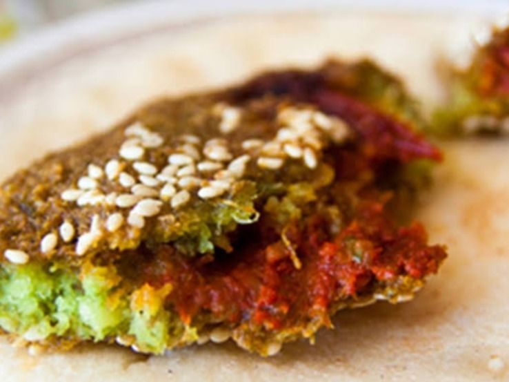 Falafel Patty Stuffed With Hot Sauce