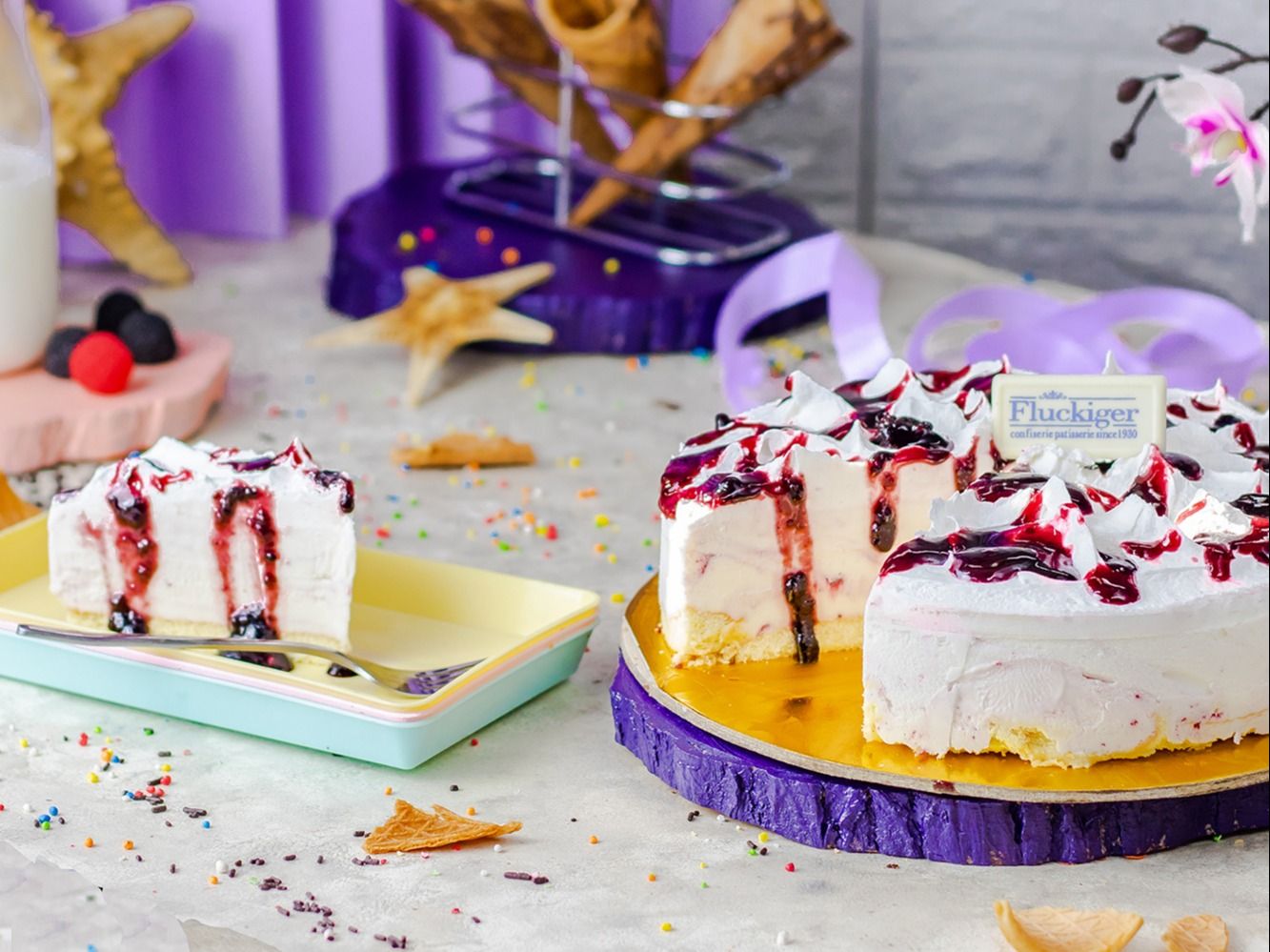 Berry Yogurt Ice Cream Cake