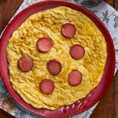 omelette eggs with Hot dog plate