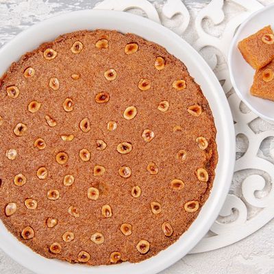 Hazelnut Basbousa Dish