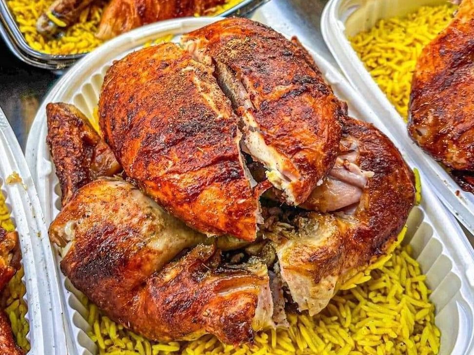 Half Chicken, Rice, Potatoes, Garlic Dip And 2 Shami Bread.