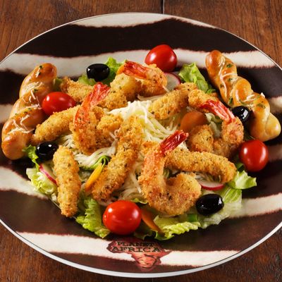 Fried Shrimp With Chicken Salad