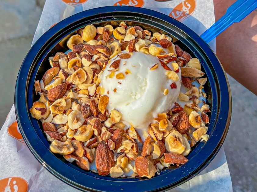 Rice Pudding With Ice Cream And Nuts