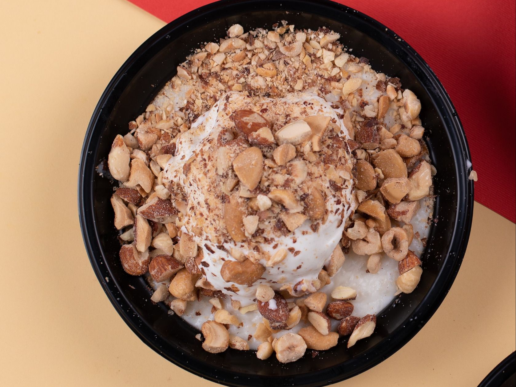 Rice Pudding With Ice Cream And Nuts