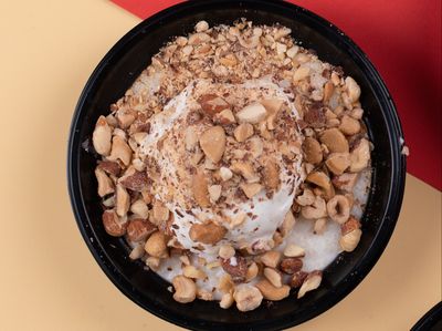 Rice Pudding With Ice Cream And Nuts