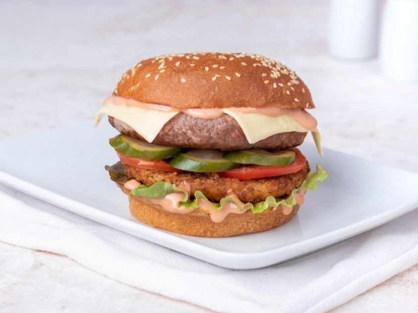 Fried Mashed Potato Cheese Burger