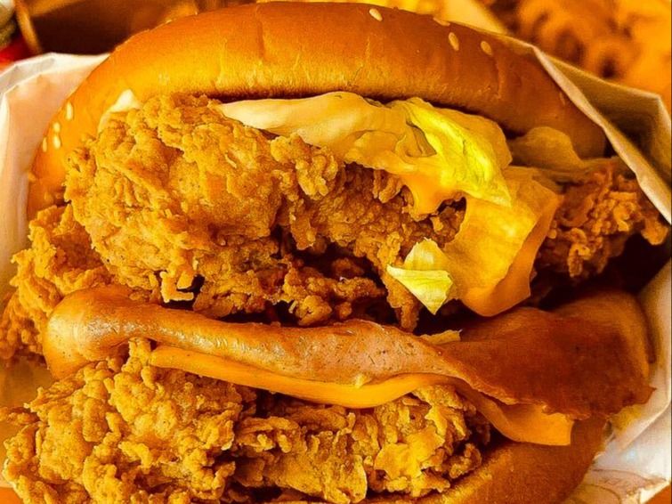 Double Chicken Burger With Frise
