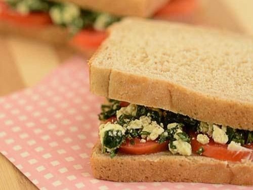 Feta With Tomato A Baisl Toast Sandwich