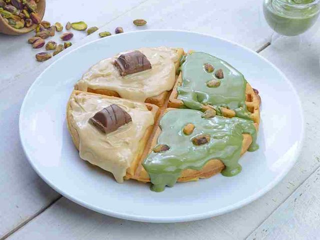 Half Pistachio And Half Kinder Waffle