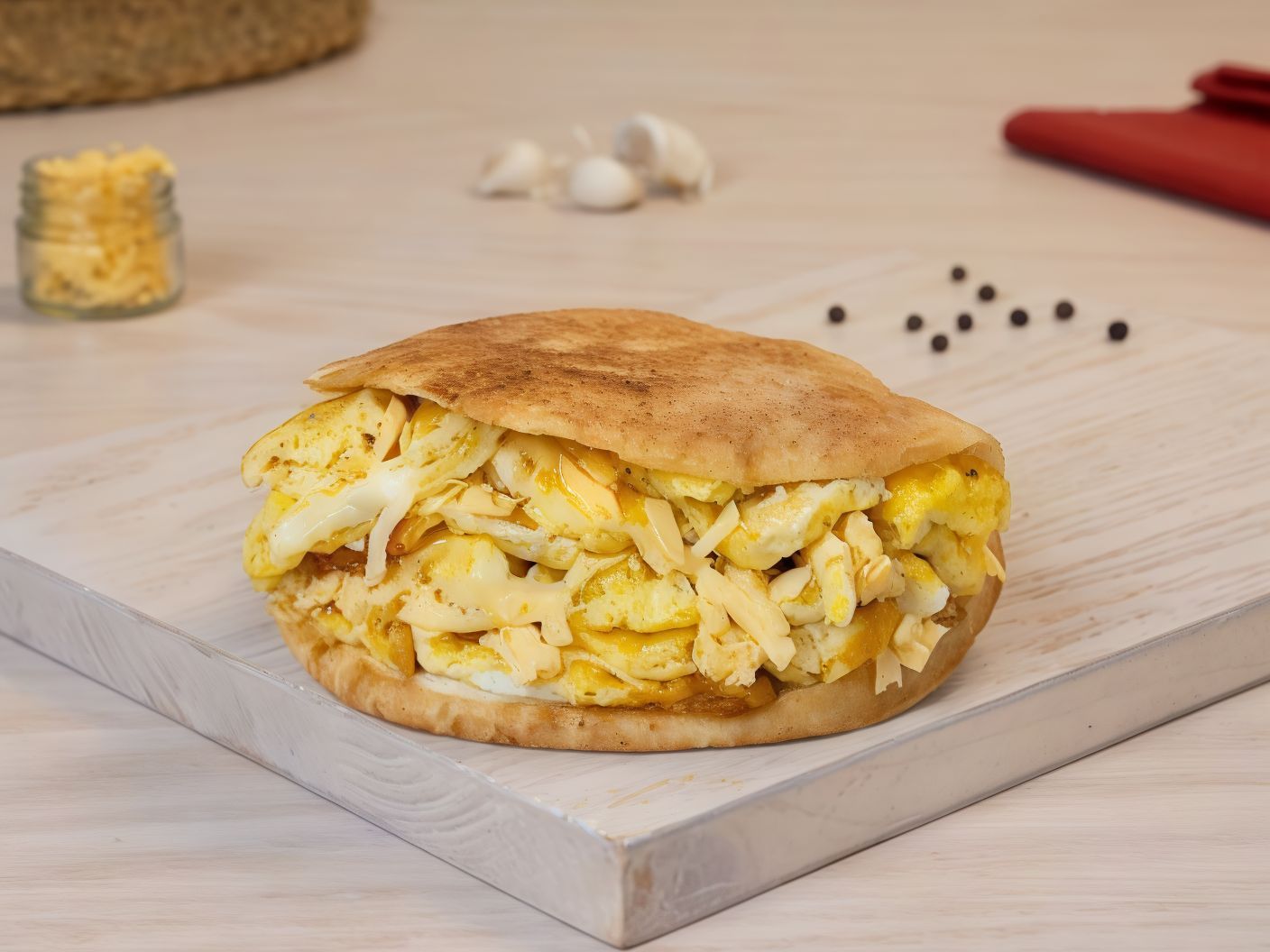 Eggs with Roumi Cheese sandwich