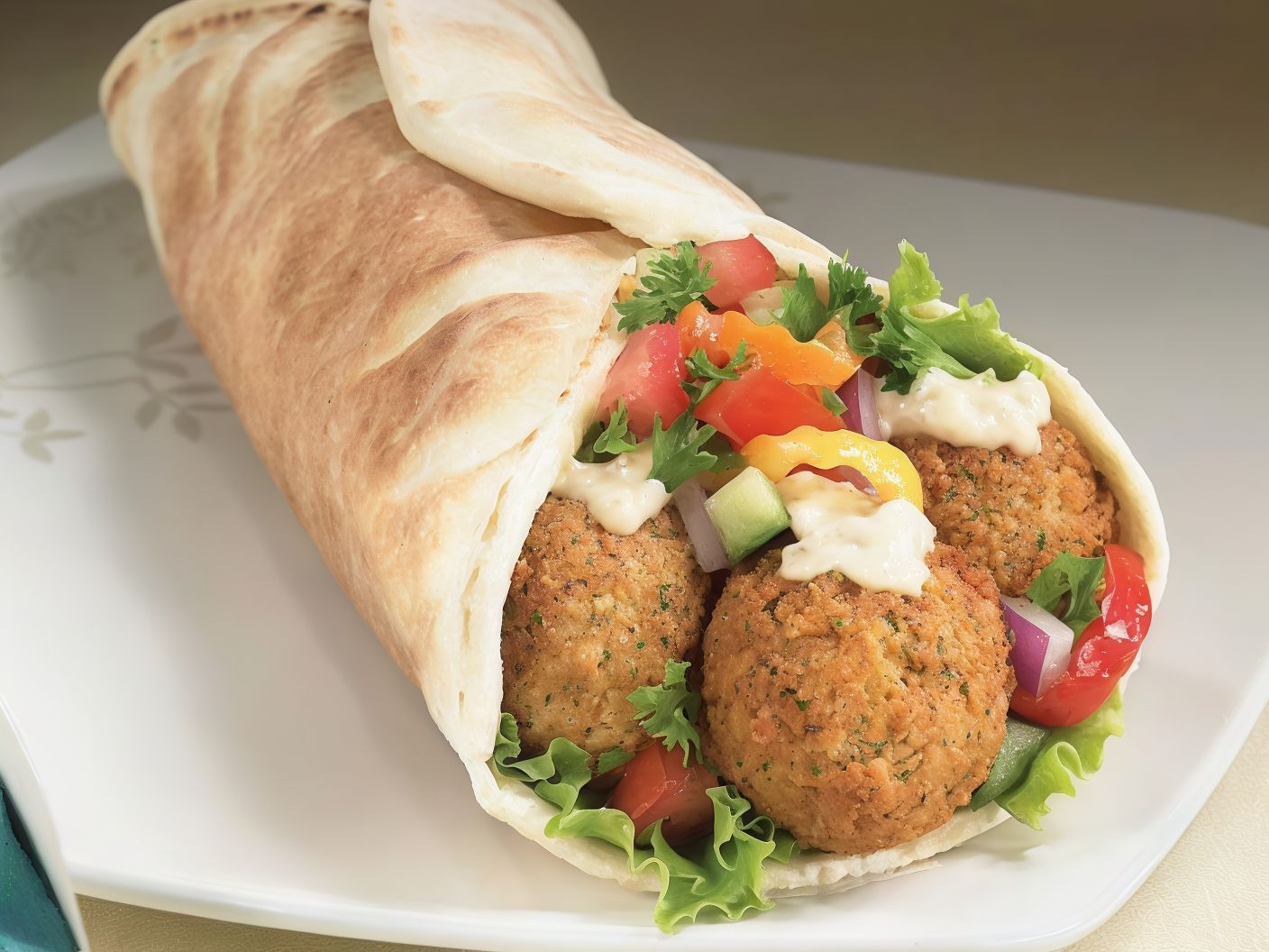 Egyptian Falafel Sandwich Lebanese Bread