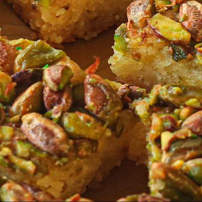 Egyptian Pistachio Basbousa