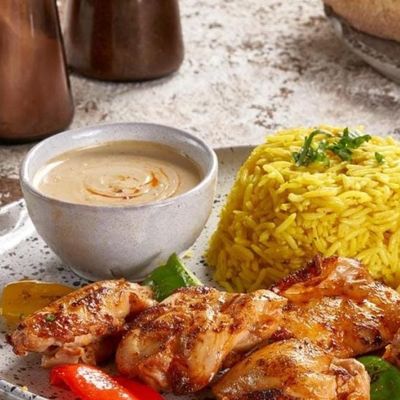 1/4 shish tawook with basmati rice meal