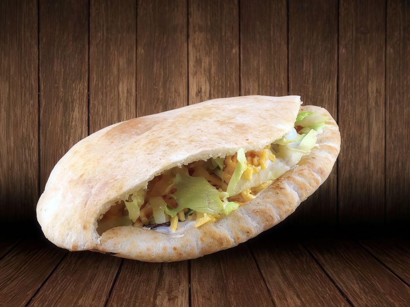 Falafel with fried eggs sandwich