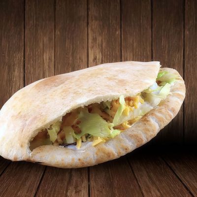 Falafel with fried eggs sandwich