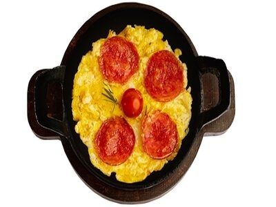 Pepperoni with egg chapati plate