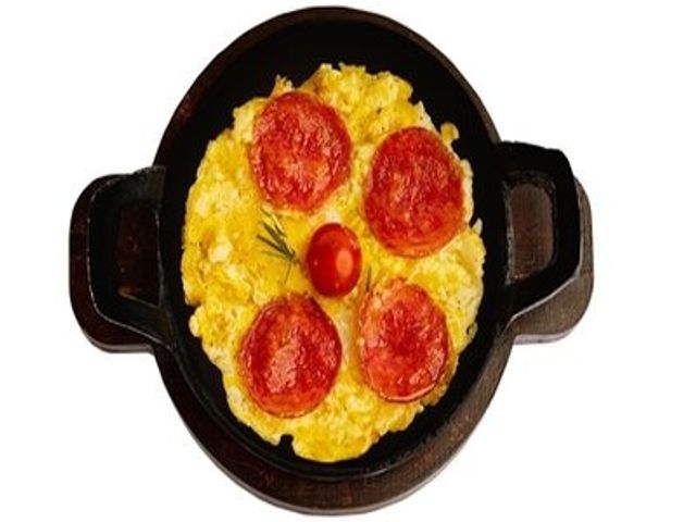 Pepperoni with egg chapati plate
