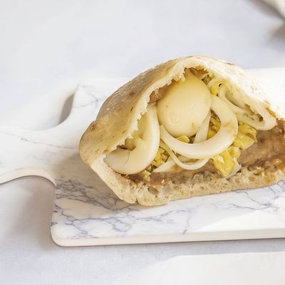 Foul sandwich with boiled eggs