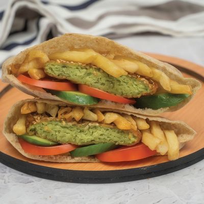 Falafel sandwich with potatoes