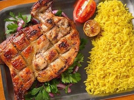1/4 Chicken Thigh, Rice, Salad, Bread And Sesame Paste