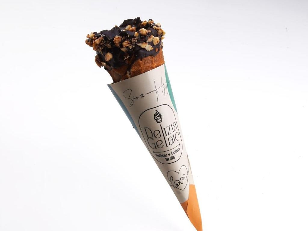 Choco Dark Waffle Cone With Nuts