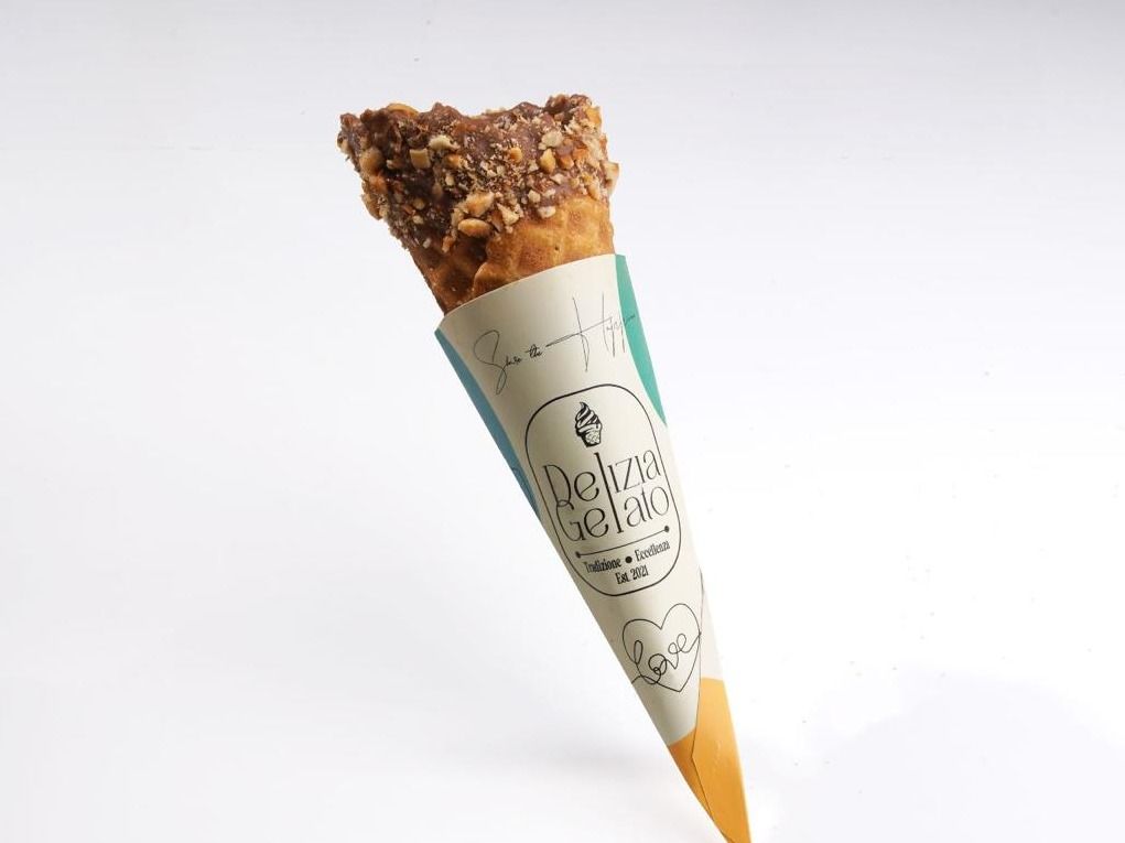 Choco Milk Waffle Cone With Nuts