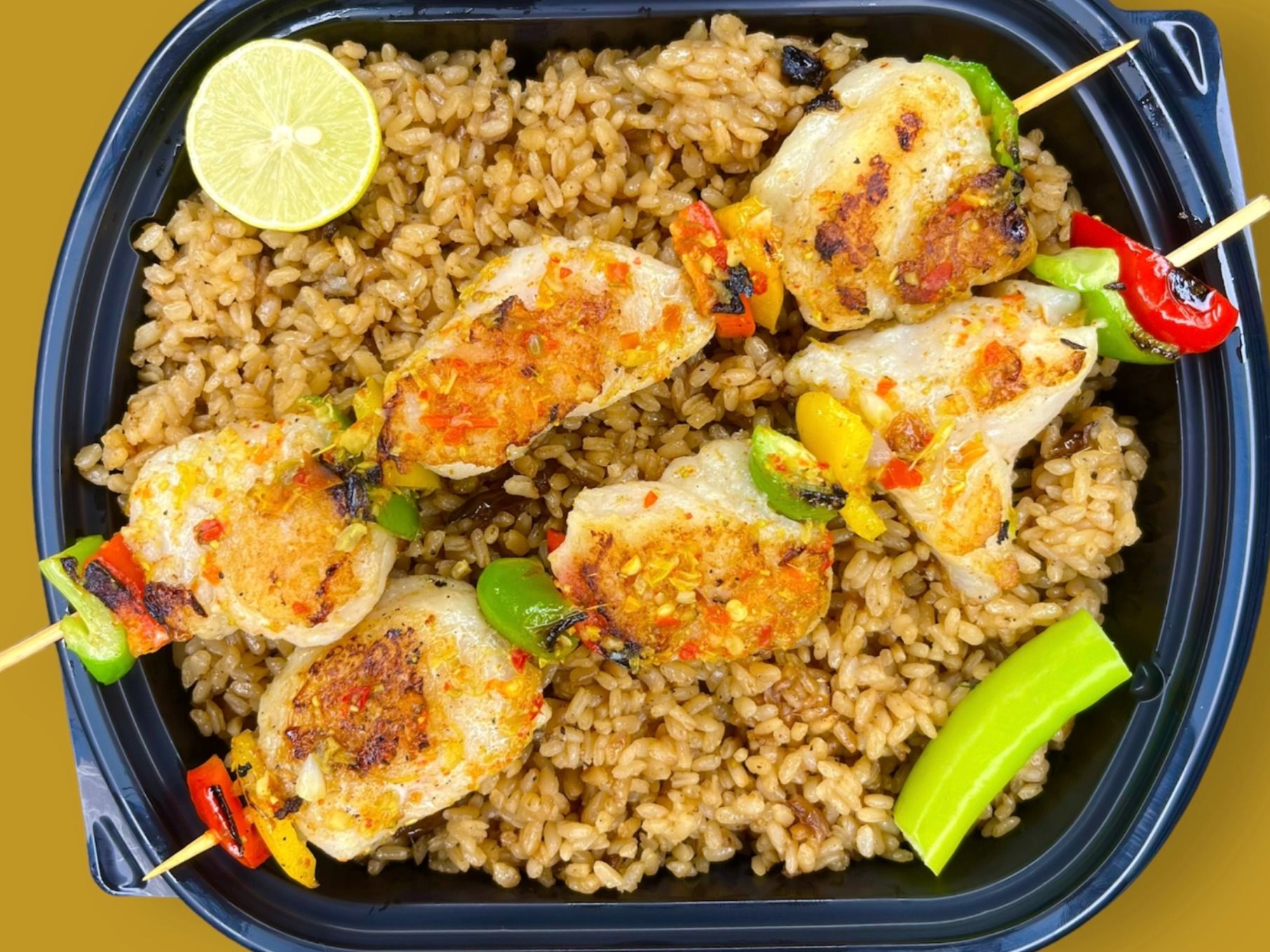 Shish kebab fish meal