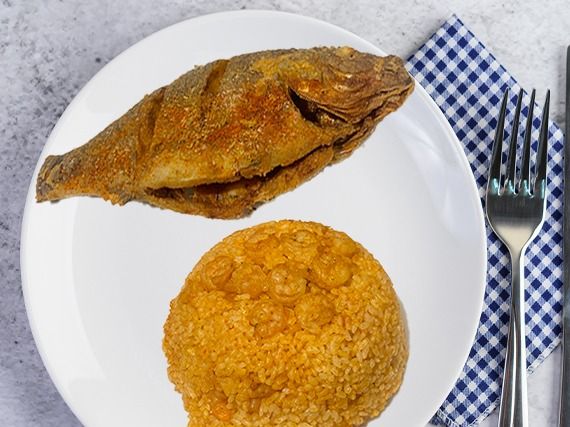 Tilapia Meal With Sayadiyah Rice, Tahini Salad And Local Bread