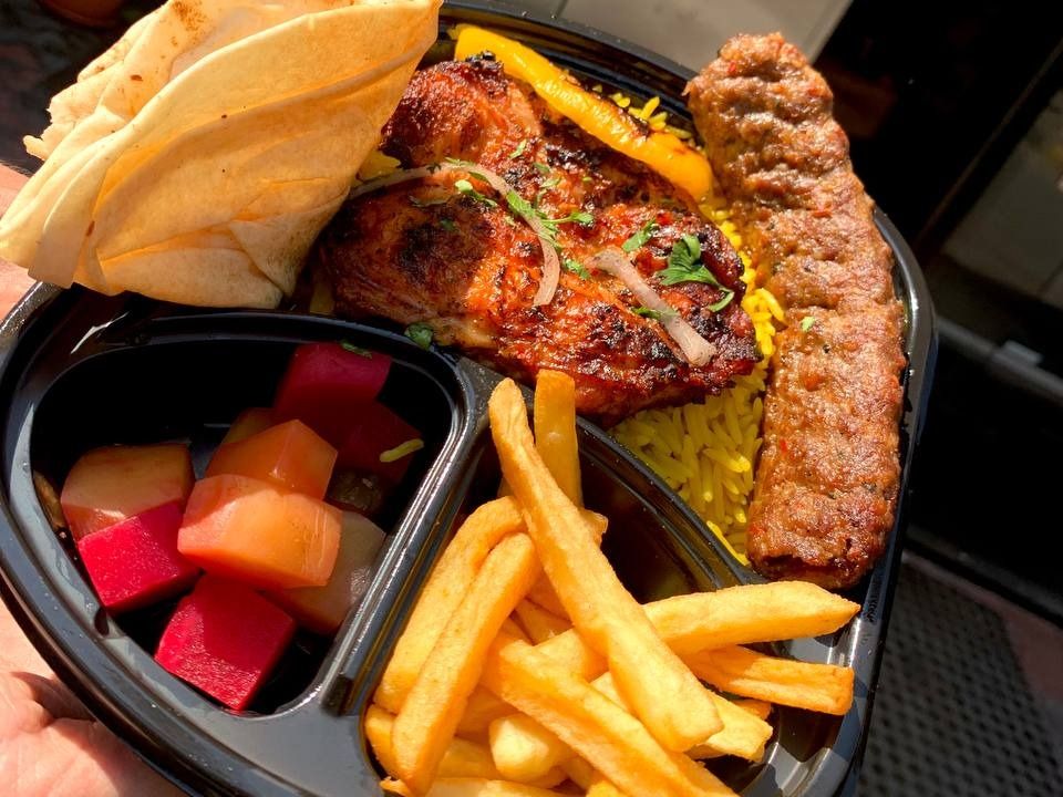 Mixed deboned thigh with a skewer of meat kofta