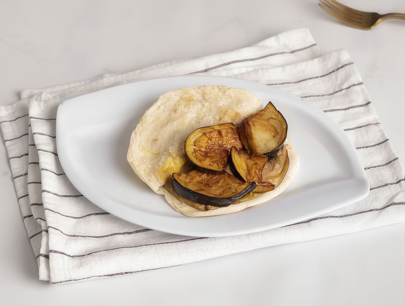 Foul with eggplant shami sandwich