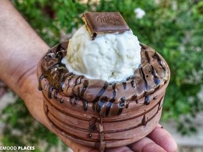 Nutella Casserole And Vanilla Ice Cream Scoop