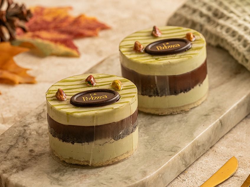 Pistachio Mousse With Chocolate Cake