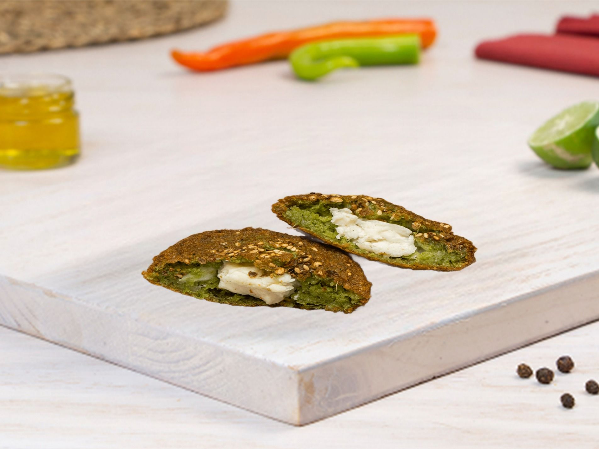 Falafel Patty Stuffed With Mozzarella Cheese
