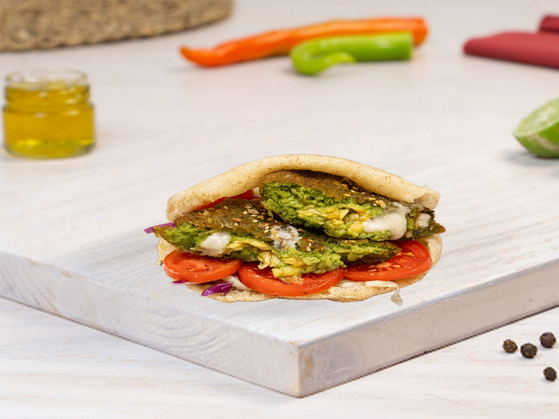 Taamia stuffed With Roumi cheese Sandwich