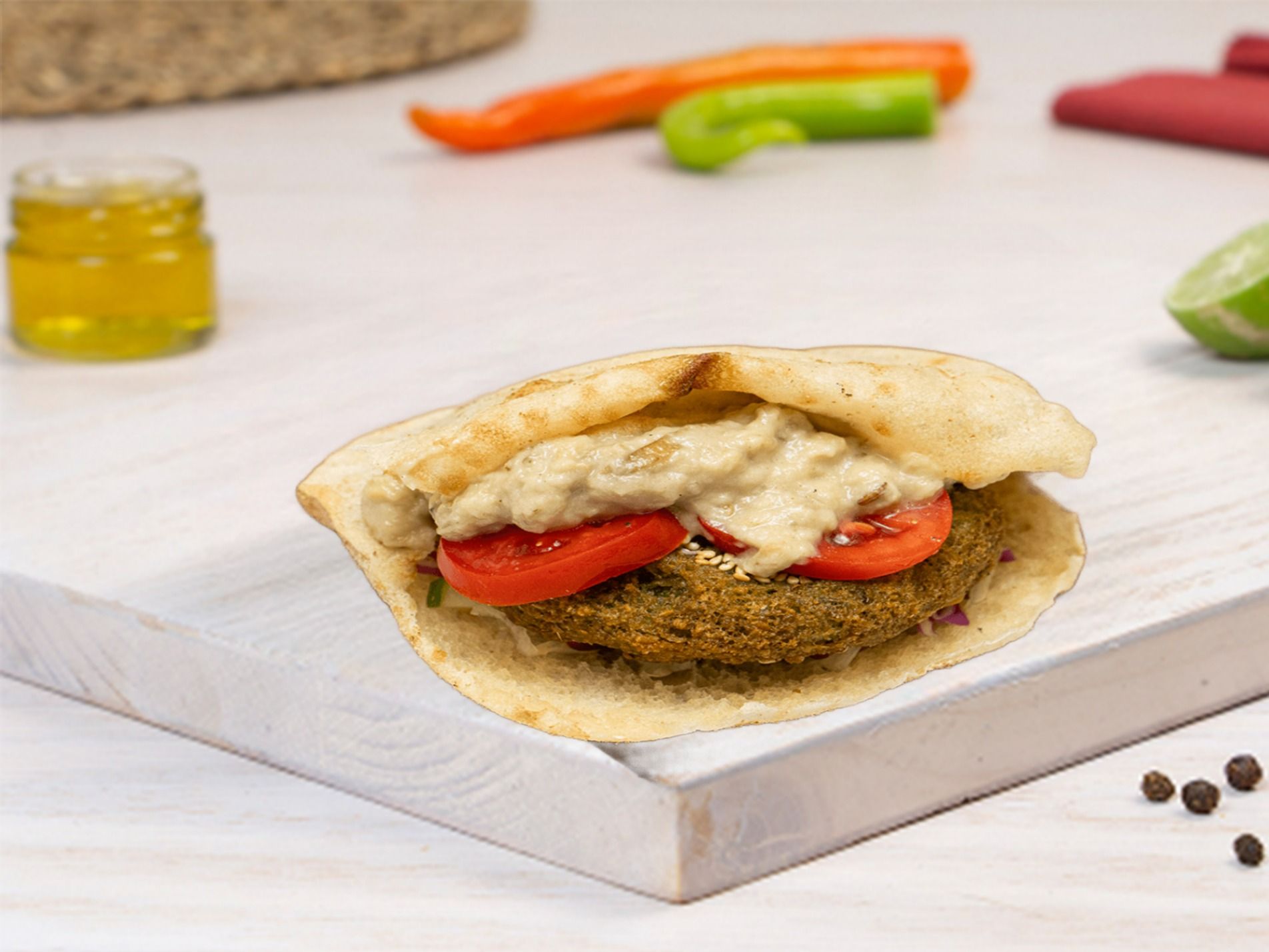 Taamia With Baba Ghannoug Sandwich
