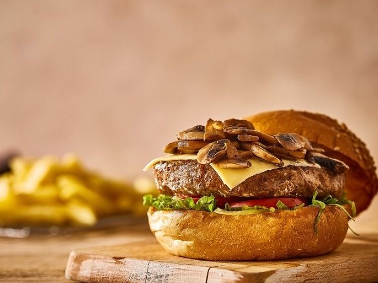 Beef Burger With Mushroom Gravy