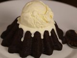 Molten Cake And Scoop Of Vanilla Ice Cream