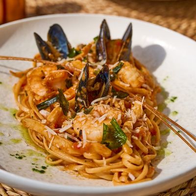 Pink Seafood Linguini Pasta