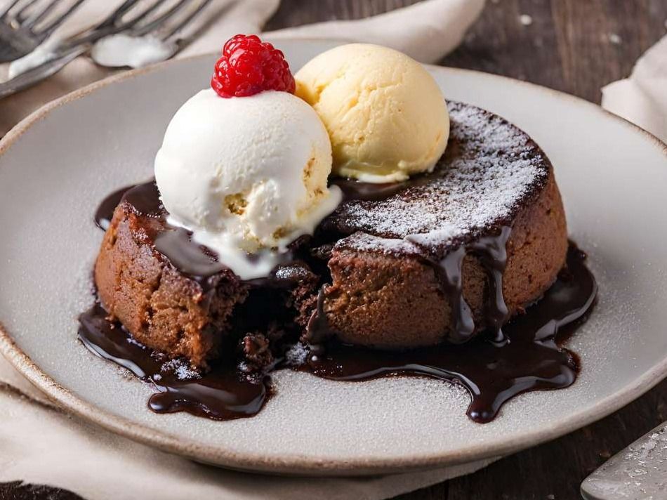 Molten Cake With Ice Cream