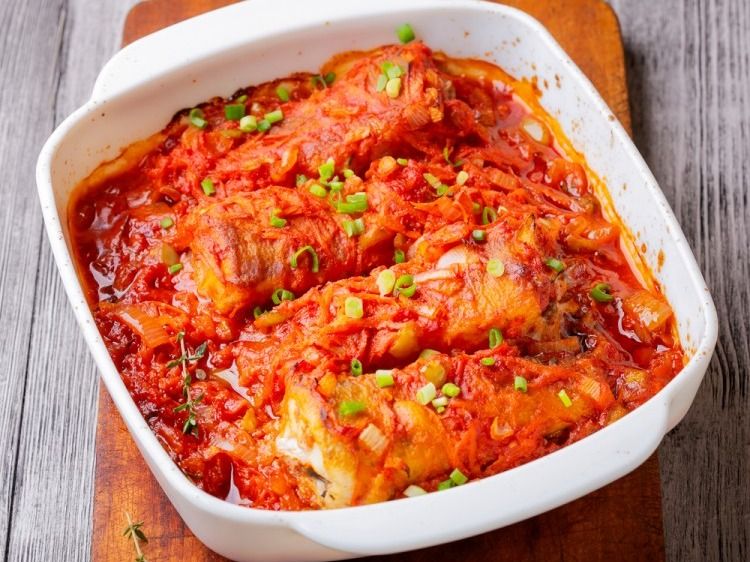 Fish Fillet Casserole With Tomato Sauce