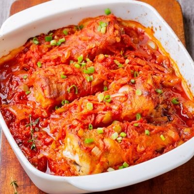 Fish Fillet Casserole With Tomato Sauce