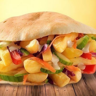 Abu Talib Potato Sandwich with Salad and Tahini