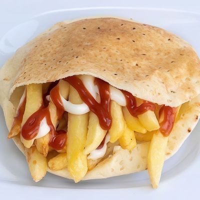 Potato Sandwich with Ketchup and Mayonnaise