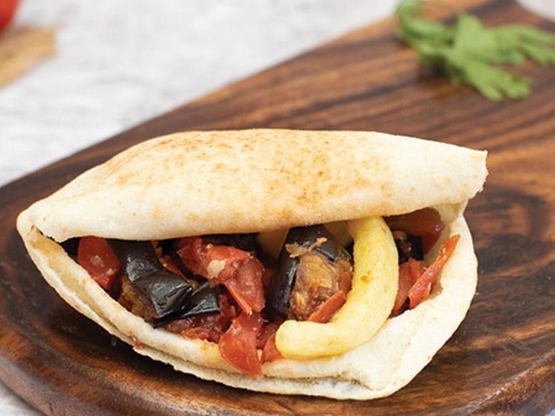 Foul With Pickled Eggplant Sandwich