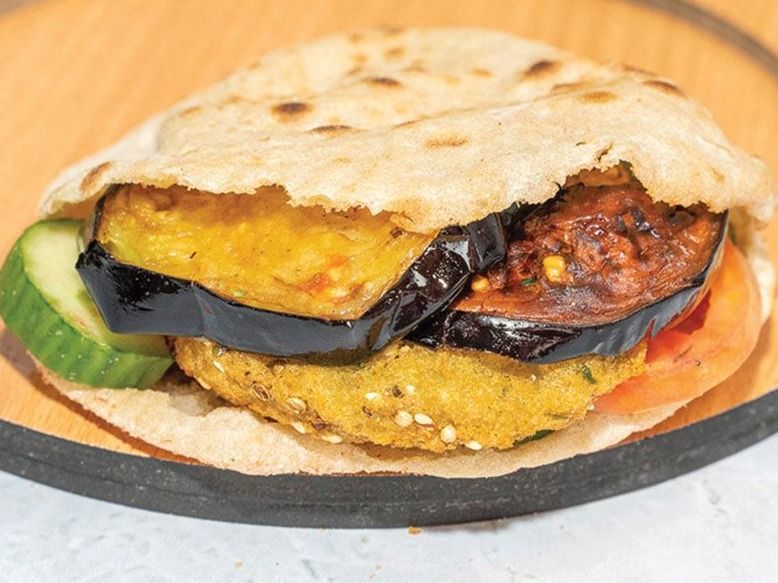 Taamia With Pickled Eggplant Sandwich